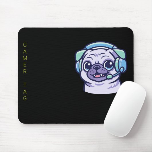 Benutzerdefinierte Gamer Pug Schwarz Säuregrün Pro Mousepad (Mit Mouse)
