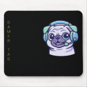 Benutzerdefinierte Gamer Pug Schwarz Säuregrün Pro Mousepad (Vorne)
