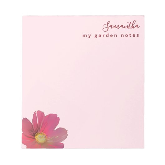 Benutzerdefinierte Gartennotizen Pastellrosa Wasse Notizblock (Vorderseite)