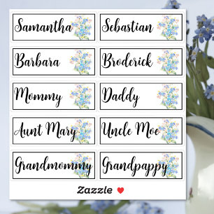 Benutzerdefinierte Gästeliste 10 Namen Vergissmein Aufkleber