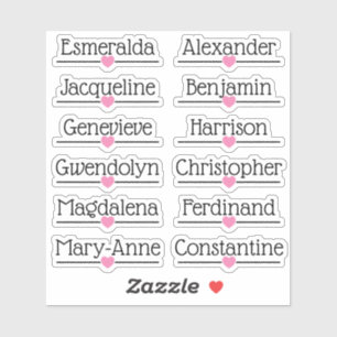 Benutzerdefinierte Gästeliste 12 Namen Rosa Liebe  Aufkleber