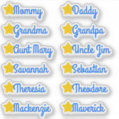 Benutzerdefinierte Gästeliste heißt Niedlich Stars Aufkleber (Vorderseite)