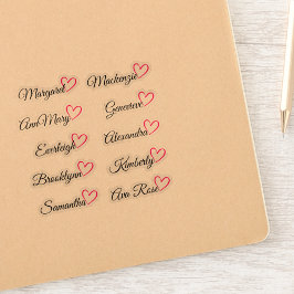 Benutzerdefinierte Gästeliste Namen Pink Calligrap Aufkleber