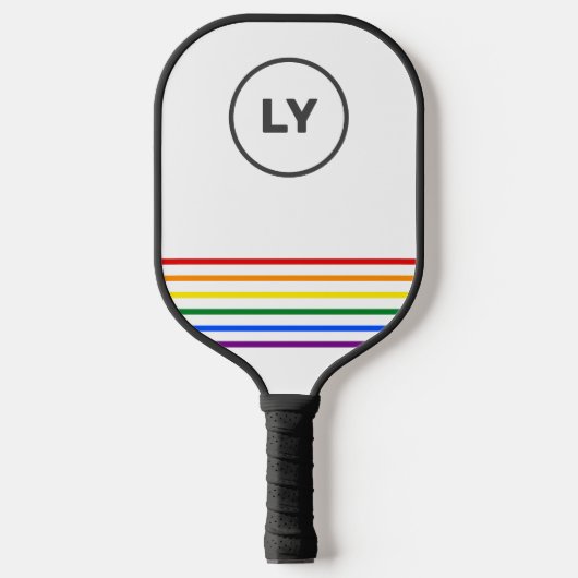 Benutzerdefinierte Gay Pride-Initialen gestrichen Pickleball Schläger (Vorderseite)