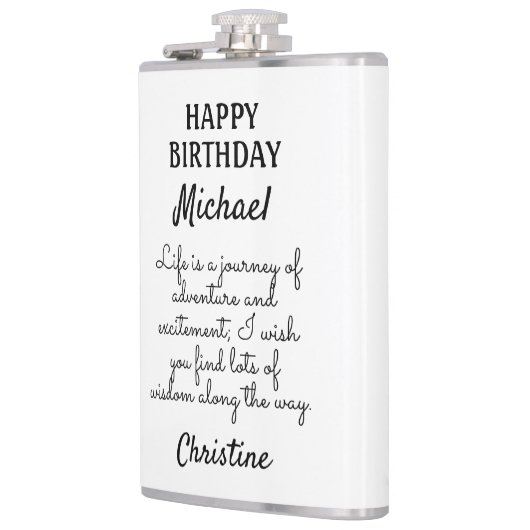 Benutzerdefinierte Geburtsmeldung Flachmann (Links)