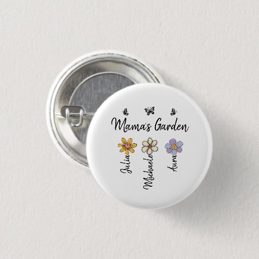 Benutzerdefinierte Geburtstags-Blumen-Tasse Namen, Button (Vorne & Hinten)
