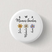 Benutzerdefinierte Geburtstags-Blumen-Tasse Namen, Button (Vorderseite)