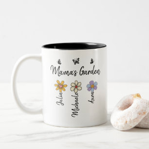 Benutzerdefinierte Geburtstags-Blumen-Tasse Namen, Zweifarbige Tasse