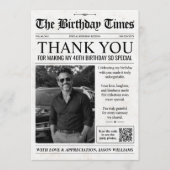 Benutzerdefinierte Geburtstagszeitung Dankeskarte (Vorderseite)