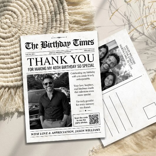 Benutzerdefinierte Geburtstagszeitung Dankeskarte