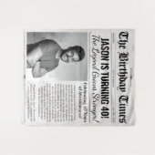 Benutzerdefinierte Geburtstagszeitung Hintergrund Wandteppich (Vorderseite (Horizontal))