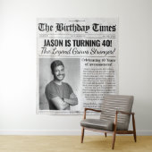 Benutzerdefinierte Geburtstagszeitung Hintergrund Wandteppich (Beispiel)