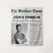 Benutzerdefinierte Geburtstagszeitung Hintergrund Wandteppich (Vorderseite)