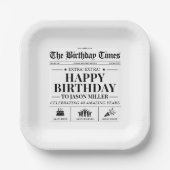 Benutzerdefinierte Geburtstagszeitung Pappteller (Vorderseite)