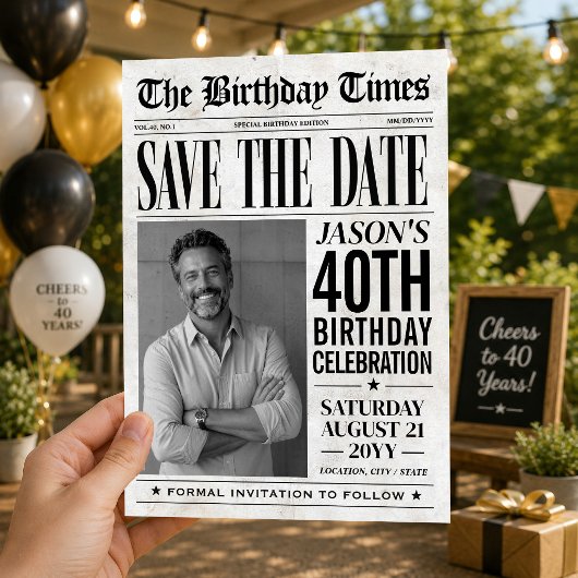 Benutzerdefinierte Geburtstagszeitung Save the Dat Date