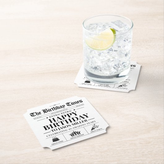 Benutzerdefinierte Geburtstagszeitung Untersetzer (Vor Ort)