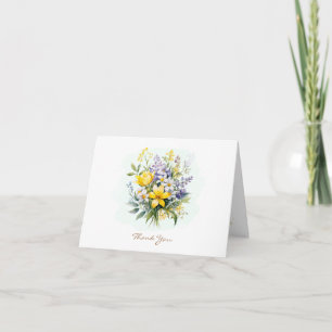 Benutzerdefinierte Gelbe Blaue Florale Dankeskarte