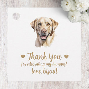 Benutzerdefinierte gelbe Labrador-Hochzeitsgunst-T Geschenkanhänger