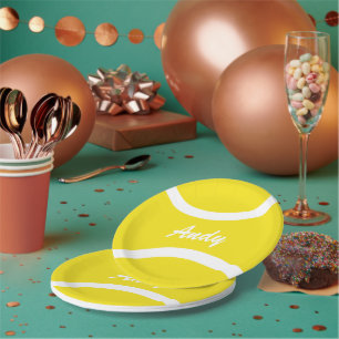 Benutzerdefinierte gelbe Tennisball-BBQ-Party-Papi Pappteller