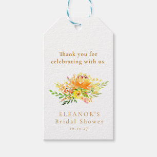 Benutzerdefinierte gelbe Wasserfarbe Florale Braut Geschenkanhänger