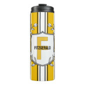 Benutzerdefinierte gelbe, weiße Streifen Thermosbecher (Vorderseite)