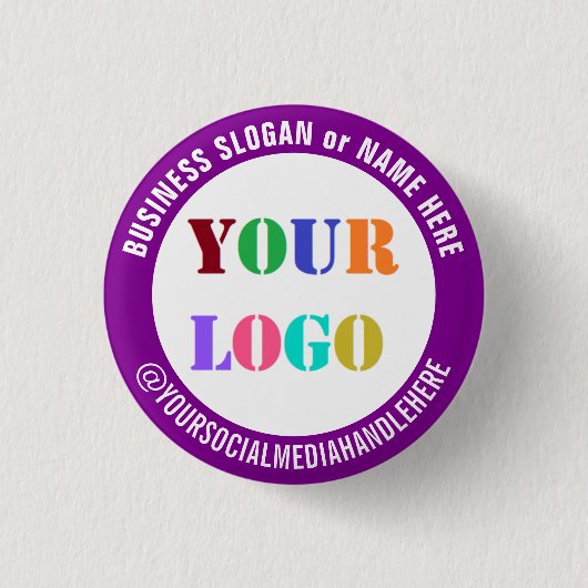 Benutzerdefinierte Geschäftslogo Social Media Butt Button (Vorderseite)