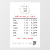 Benutzerdefinierte Geschäftszeiten Fensterheber mi Fensteraufkleber (Blatt)