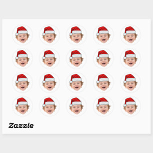 Benutzerdefinierte Gesicht Santa Aufkleber, Gesich Runder Aufkleber