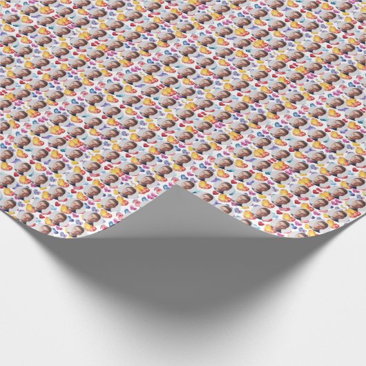 Benutzerdefinierte Gesichter Farbiges Herzmuster Geschenkpapier (Ecke)