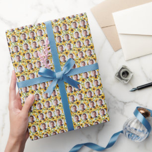 Benutzerdefinierte Gesichter Sonnenblumen Muster Geschenkpapier