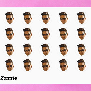 Benutzerdefinierte Gesichts-Cutout-Junggesellinnen Runder Aufkleber