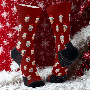 Benutzerdefinierte Gesichtssocken, Weihnachtsmann- Socken
