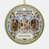 Benutzerdefinierte Gingham Omas perfekte Charge Fo Keramik Ornament (Vorne)