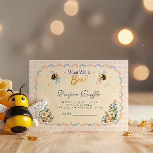 Benutzerdefinierte Gingham What Will It Bee Windel Begleitkarte