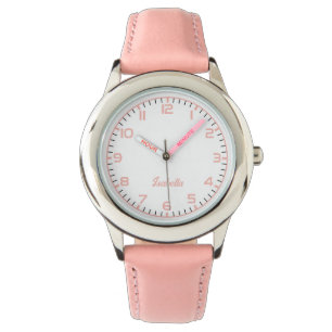Benutzerdefinierte Girls Name Rosa Strap Armbanduhr