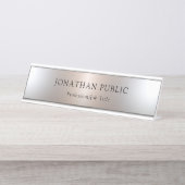 Benutzerdefinierte glamouröse Imitate Silver Simpl Schreibtischnamensplakette (Vorderseite )