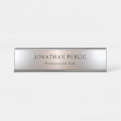 Benutzerdefinierte glamouröse Imitate Silver Simpl Schreibtischnamensplakette (Vorderseite )