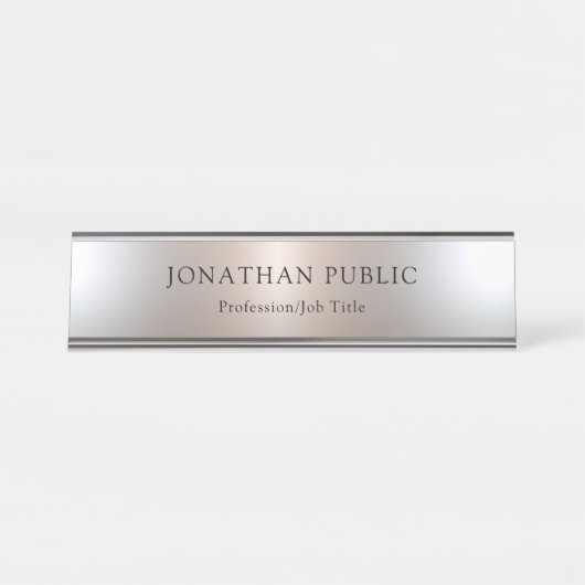 Benutzerdefinierte glamouröse Imitate Silver Simpl Schreibtischnamensplakette (Vorderseite )