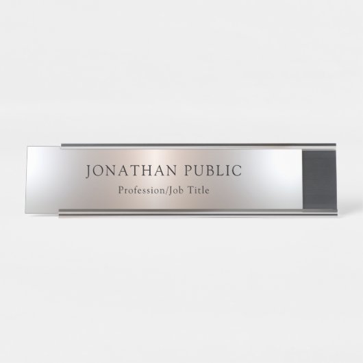 Benutzerdefinierte glamouröse Imitate Silver Simpl Schreibtischnamensplakette (Vorderseite )