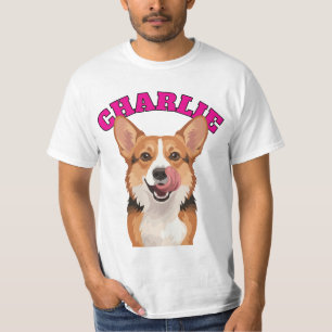 Benutzerdefinierte glückliche Corgi-Zunge heraus V T-Shirt