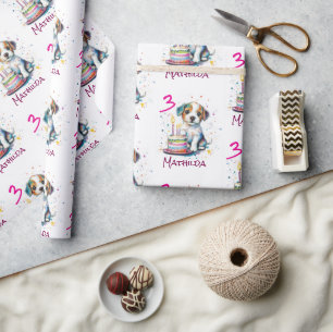 Benutzerdefinierte Glückwünsche zum 3. Geburtstag, Geschenkpapier