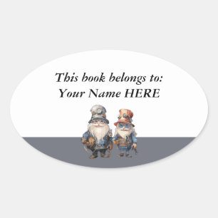 Benutzerdefinierte Gnome Waldarbeiter Ex Libris Bu Ovaler Aufkleber