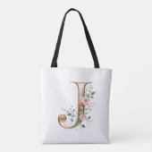 Benutzerdefinierte Gold-Blumen-Initiale J All-Over Tasche (Rückseite)
