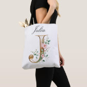Benutzerdefinierte Gold-Blumen-Initiale J All-Over Tasche (Von Nahem)