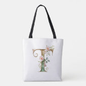 Benutzerdefinierte Gold-Blumen-Initiale T All-Over Tasche (Rückseite)