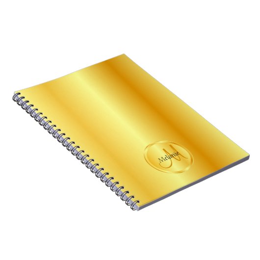 Benutzerdefinierte Gold Look Elegante Monogram Vor Notizblock (Rechte Seite)