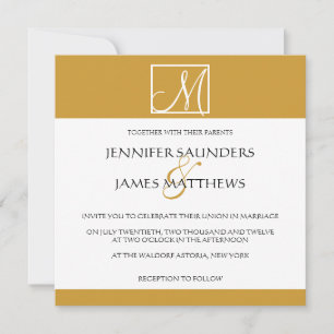 Benutzerdefinierte Gold-Monogramm-Hochzeitseinladu Einladung