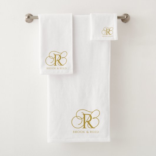 Benutzerdefinierte Gold-Monogramm-Initialen Paarna Badhandtuch Set (Insitu)
