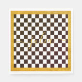 Benutzerdefinierte Gold-Porlien Checked-Muster-Woh Serviette (Vorderseite)