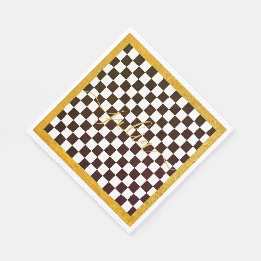 Benutzerdefinierte Gold-Porlien Checked-Muster-Woh Serviette (Ecke)